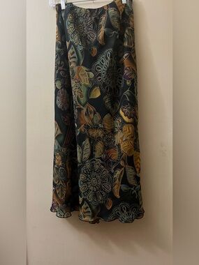 Cato Black Maxi Skirt with Multicolor Floral Scroll.Lining black. Plus size